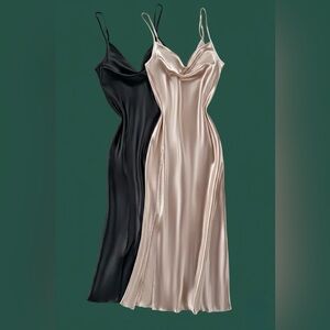 STUNNING Cowl Neck Midi Slip  Dress - Set of 2  NEW/NEVER WORN